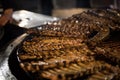 BBQ Roast Marinated Baby Back Pork Ribs. Close-up On Hot Flaming Grill Background Royalty Free Stock Photo