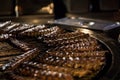 BBQ Roast Marinated Baby Back Pork Ribs. Close-up On Hot Flaming Grill Background Royalty Free Stock Photo