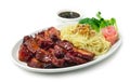 BBQ Roast Pork with Sweet Sauce and Egg Noodles Recipe Hong Kong Red Pork Style Royalty Free Stock Photo