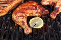 BBQ Roasted Chicken Leg Quarter On The Hot Grill