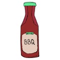 BBQ sauce bottle. Hand drawn barbeque dressing. Royalty Free Stock Photo