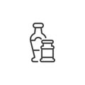 BBQ sauce bottles line icon