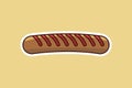 BBQ Sausage Sticker design vector illustration. Food object icon concept. Food sausage sticker design logo with shadow. Royalty Free Stock Photo