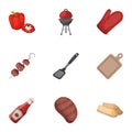 BBQ set collection icons in cartoon style vector Royalty Free Stock Photo