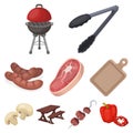 BBQ set collection icons in cartoon style vector Royalty Free Stock Photo