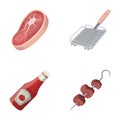 BBQ set collection icons in cartoon style vector Royalty Free Stock Photo