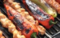 BBQ - Shish kebab and grilled peppers