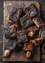 BBQ Short Ribs on a retro wooden cutting board Royalty Free Stock Photo