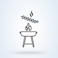BBQ with Skewer outline icon. linear style sign for mobile concept and web design. Shish kebab and barbecue simple line vector