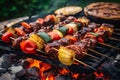 BBQ Skewers with Grilled Vegetables and Tomatoes