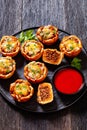 Sloppy joe cups on black plate, top view Royalty Free Stock Photo