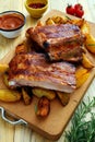 BBQ spare ribs with herbs Royalty Free Stock Photo