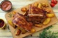 BBQ spare ribs with herbs Royalty Free Stock Photo