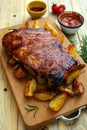 BBQ spare ribs with herbs Royalty Free Stock Photo
