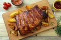 BBQ spare ribs with herbs Royalty Free Stock Photo