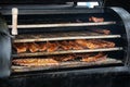 Bbq spareribs in barbecue smoker