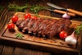 bbq spareribs on a rustic wooden board Royalty Free Stock Photo