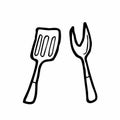 BBQ spatula doodle. Barbeque cutlery. Vector illustration hand drawn Royalty Free Stock Photo