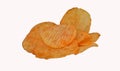 BBQ Spicy Potato Chips Isolated on White Background. Clipping Path Royalty Free Stock Photo