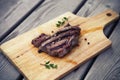 BBQ steak. Barbecue grilled beef steak meat Royalty Free Stock Photo