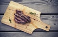 BBQ steak. Barbecue grilled beef steak meat Royalty Free Stock Photo