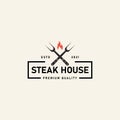 bbq and steakhouse logo icon sign symbol design