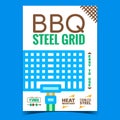 Bbq Steel Grid Creative Advertising Poster Vector