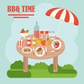 Bbq table with food