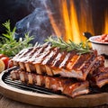 BBQ Temptation: Close-Up of Mouthwatering Spare Ribs on the Grill