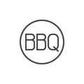 BBQ text in a circle line icon Royalty Free Stock Photo