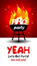 BBQ time. Barbecue party logo, party invitation template. Royalty Free Stock Photo