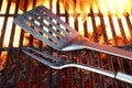 BBQ Tools On The Hot Grill Royalty Free Stock Photo