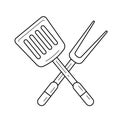 BBQ tools vector line icon. Royalty Free Stock Photo