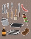 Bbq tools stickers Royalty Free Stock Photo