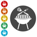 BBQ vector icons set, Grilling Utensils Icon Flat Graphic Design Royalty Free Stock Photo