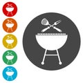 BBQ vector icons set, Grilling Utensils Icon Flat Graphic Design Royalty Free Stock Photo