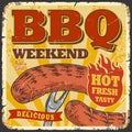 BBQ weekend vintage flyer colorful