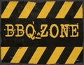 BBQ Zone Warning Sign Metal Grunge Rustic Royalty Free Stock Photo