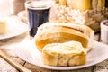 Bbread with butter and black coffee. Brazilian typical French bread with strong coffee cup, Brazilian breakfast Royalty Free Stock Photo