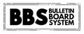 BBS - Bulletin Board System is a computer server running software that allows users to connect to the system using a terminal Royalty Free Stock Photo