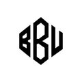 BBU letter logo design with polygon shape. BBU polygon and cube shape logo design. BBU hexagon vector logo template white and Royalty Free Stock Photo