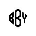 BBY letter logo design with polygon shape. BBY polygon and cube shape logo design. BBY hexagon vector logo template white and Royalty Free Stock Photo