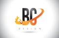 BC B C Letter Logo with Fire Flames Design and Orange Swoosh.