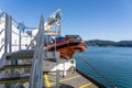 BC Ferries, the lifeboat on the ferry ship deck. Canada.