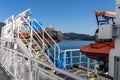 BC Ferries, the lifeboat on the ferry ship deck. Canada.