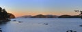 Gulf Islands National Park Landscape Panorama of Last Evening Light at Bennett Bay from Mayne Island, British Columbia, Canada