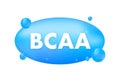 BCAA - Branched chain amino acid capsule. Bcaa supplement. Sports nutrition. Vector stock illustration.