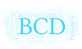 BCD or Bitcoin Diamond cryptocurrency coin word cloud.