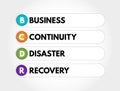 BCDR - Business Continuity Disaster Recovery acronym, business concept background