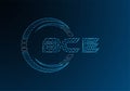 BCE low poly letter logo vector design. BCE lower poly logo Royalty Free Stock Photo